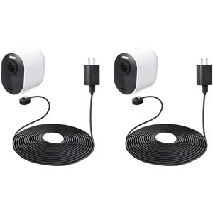 Wasserstein Black 25-ft Charging Cable with Adapter for Arlo Pro 3/Pro 4/Ultra/Ultra 2 (2-Pack)