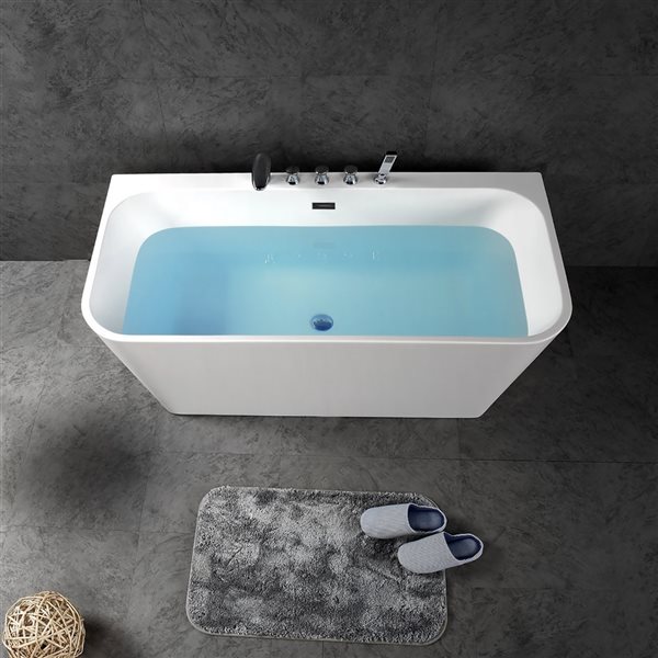 GEF Claire 24-in x 60-in White Acrylic Rectangular Freestanding Bathtub