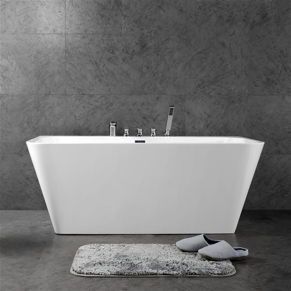 GEF Claire 24-in x 60-in White Acrylic Rectangular Freestanding Bathtub