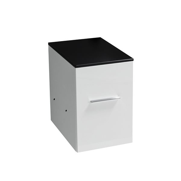GEF Hadley 12-in White Bathroom Vanity with with Black Tempered Glass Countertop