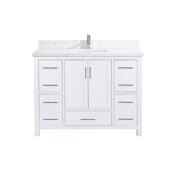 GEF Chester 42-in White Single-Sink Bathroom Vanity with Calcutta Quartz Countertop