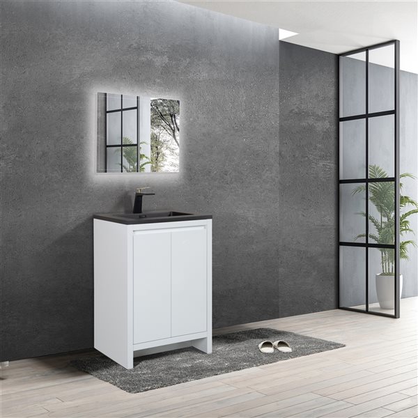 GEF Audrey 30-in White Single-Sink Bathroom Vanity with Black Quartz Countertop