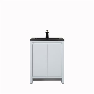 GEF Audrey 30-in White Single-Sink Bathroom Vanity with Black Quartz Countertop