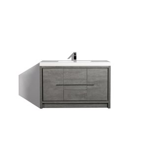 GEF Ember 60-in Grey Single-Sink Bathroom Vanity with White Acrylic Countertop