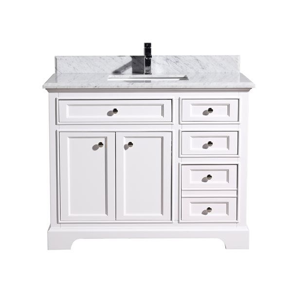 Carrara Marble Countertop Mil42w Ctc, White Bathroom Vanity With Carrara Marble Top