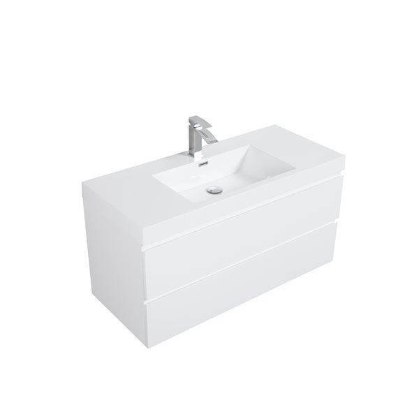 Meuble-lavabo simple Almere par GEF blanc 42 po comptoir en acrylique