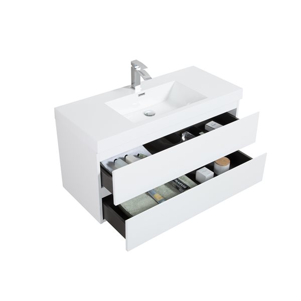 Meuble-lavabo simple Almere par GEF blanc 42 po comptoir en acrylique