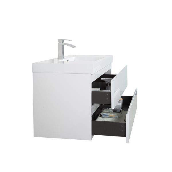 Meuble-lavabo simple Almere par GEF blanc 42 po comptoir en acrylique