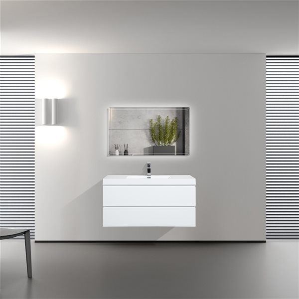 Meuble-lavabo simple Almere par GEF blanc 42 po comptoir en acrylique