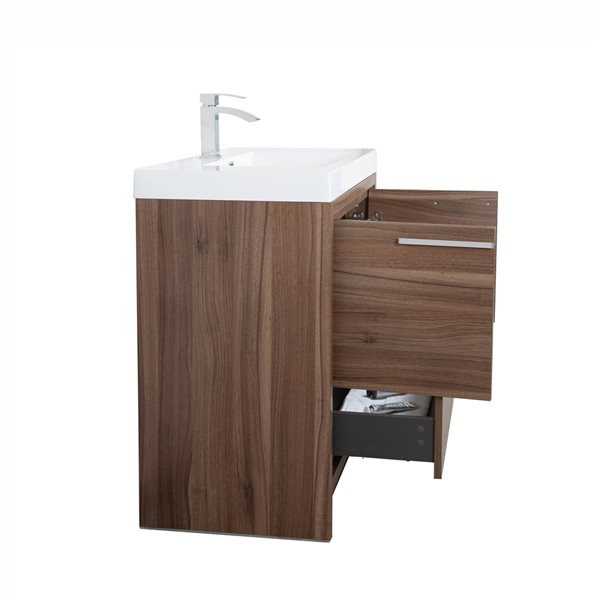 GEF Ember 36-in Walnut Single-Sink Bathroom Vanity with White Acrylic Countertop