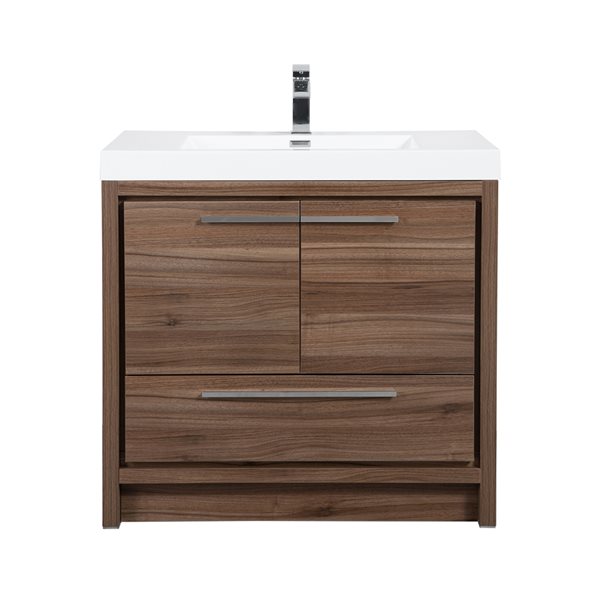 GEF Ember 36-in Walnut Single-Sink Bathroom Vanity with White Acrylic Countertop