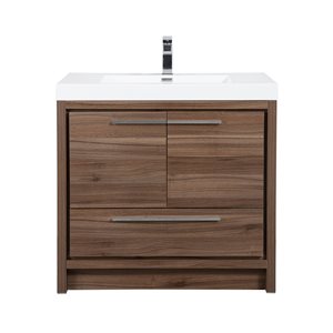 GEF Ember 36-in Walnut Single-Sink Bathroom Vanity with White Acrylic Countertop