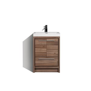 GEF Ember 24-in Walnut Single-Sink Bathroom Vanity with White Acrylic Countertop