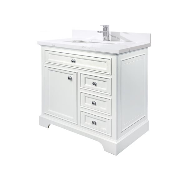 GEF Milanew 36-in White Single-Sink Bathroom Vanity with Quartz ...