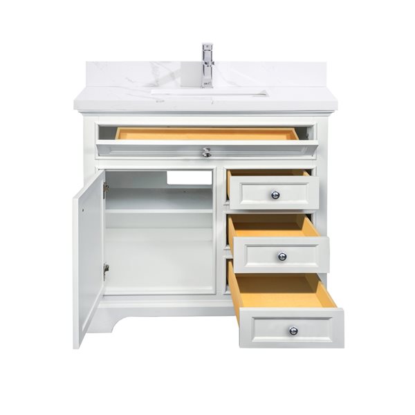 GEF Milanew 36-in White Single-Sink Bathroom Vanity with Quartz Countertop