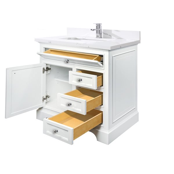 GEF Milanew 36-in White Single-Sink Bathroom Vanity with Quartz Countertop