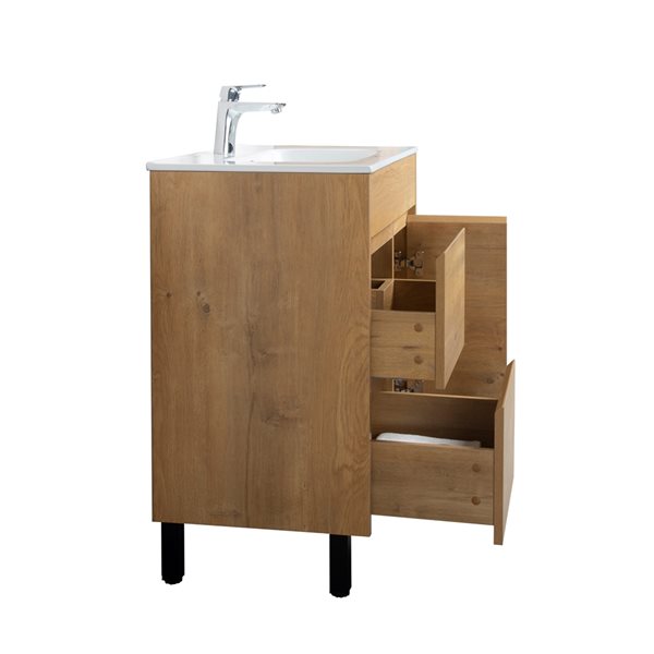 GEF Ava 30-in Frost oak Single-Sink Bathroom Vanity with Ceramic Countertop