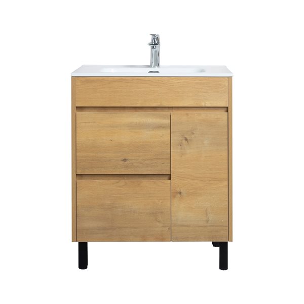 GEF Ava 30-in Frost oak Single-Sink Bathroom Vanity with Ceramic Countertop