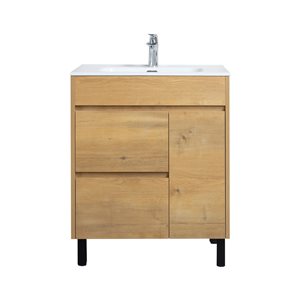 GEF Ava 30-in Oak Single-Sink Bathroom Vanity with Ceramic Countertop
