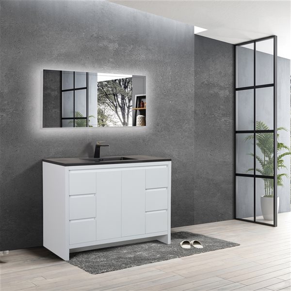 GEF Audrey 40-in White Single-Sink Bathroom Vanity with Black Quartz Countertop