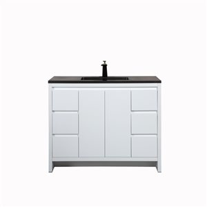 GEF Audrey 40-in White Single-Sink Bathroom Vanity with Black Quartz Countertop