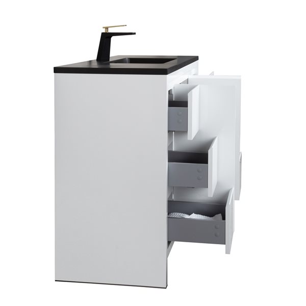 GEF Audrey 48-in White Single-Sink Bathroom Vanity with Black Quartz Countertop