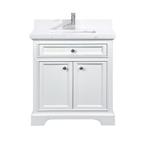 GEF Milanew 30-in White Single-Sink Bathroom Vanity with Quartz Countertop