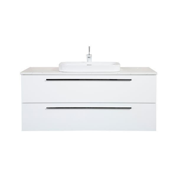 GEF Genesis 48-in White Single-Sink Bathroom Vanity with Stone Countertop