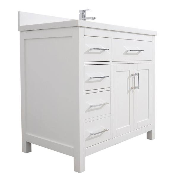 GEF Chester 36-in White Single-Sink Bathroom Vanity with Quartz Countertop