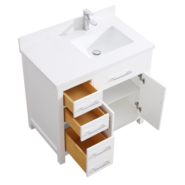 GEF Chester 36-in White Single-Sink Bathroom Vanity with Quartz Countertop