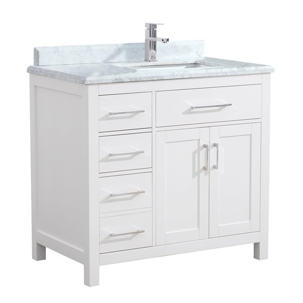 GEF Chester 36-in White Single-Sink Bathroom Vanity with Marble Countertop