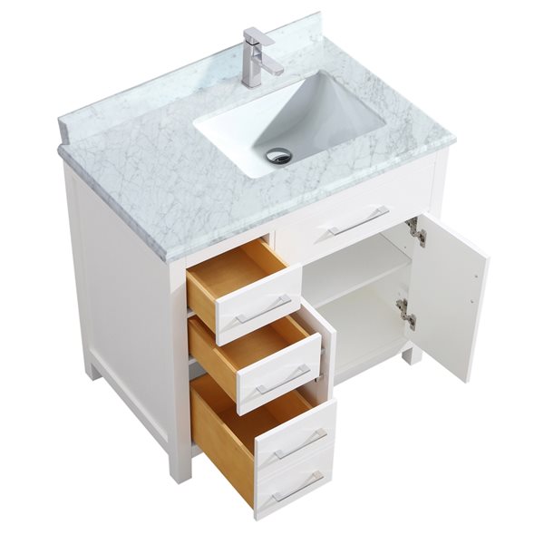 GEF Chester 36-in White Single-Sink Bathroom Vanity with Marble Countertop