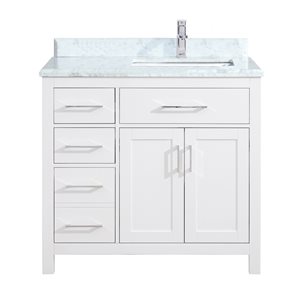 GEF Chester 36-in White Single-Sink Bathroom Vanity with Marble Countertop