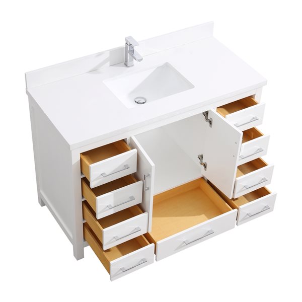 GEF Willow 48-in White Single-Sink Bathroom Vanity with White Marble Countertop