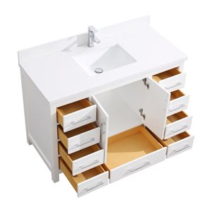 Meuble-lavabo de salle de bains blanc à lavabo simple Willow par GEF de 48 po avec comptoir en marbre blanc