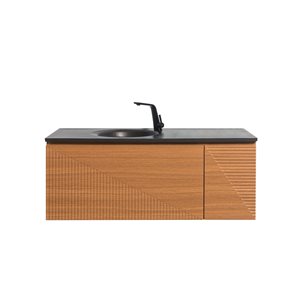 GEF Samantha 48-in Brown Single-Sink Bathroom Vanity with Black Engineered Quartz Countertop