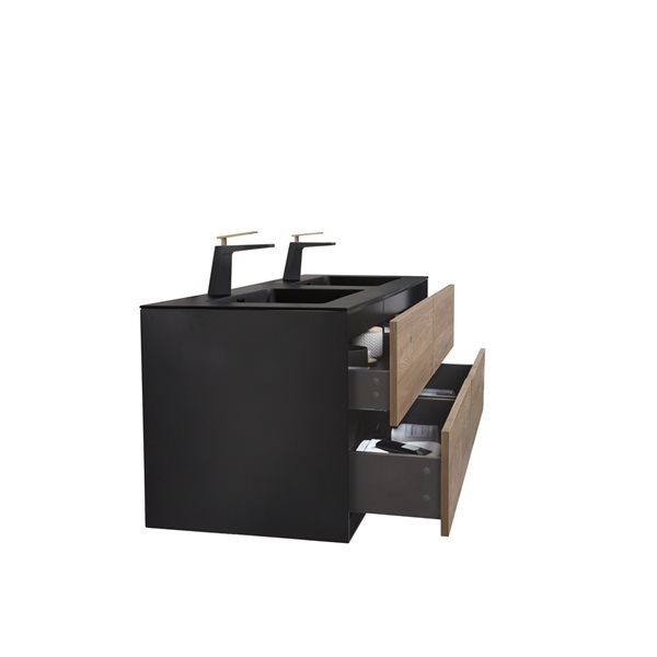 GEF Floy 60-in Double-Sink Bathroom Vanity with Black Acrylic Countertop