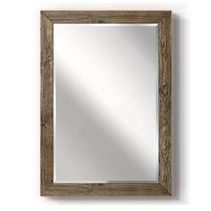 Wexford Home 29-in L x 30-in W Rectangular Walnut Barn Wood Bevelled Wall Mirror