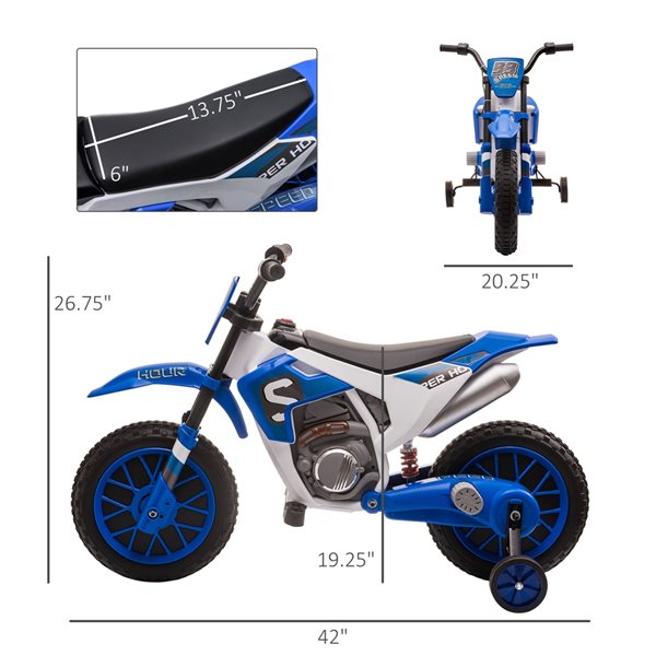 Aosom 12 V Blue Electric Kids Ride-On Motorcycle Car