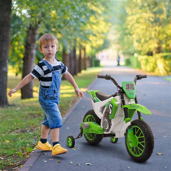 Aosom 12 V Green Electric Kids Ride On Motorcycle Car