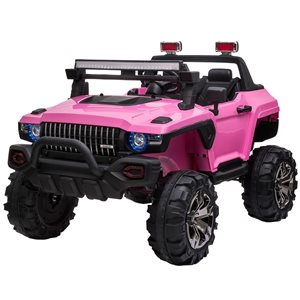 Aosom 12 V Pink Police Truck Electric Kids Ride-On Car