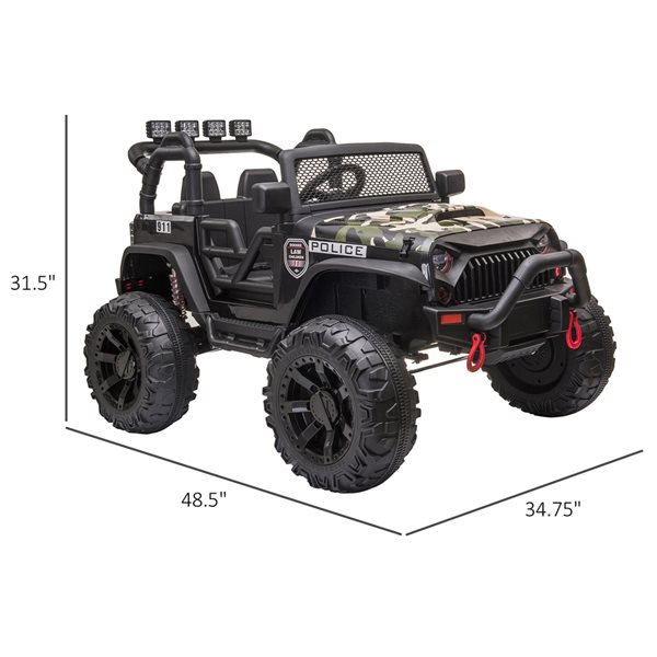 Aosom 12 V Camouflage Police Truck Electric Kids Ride-On Car