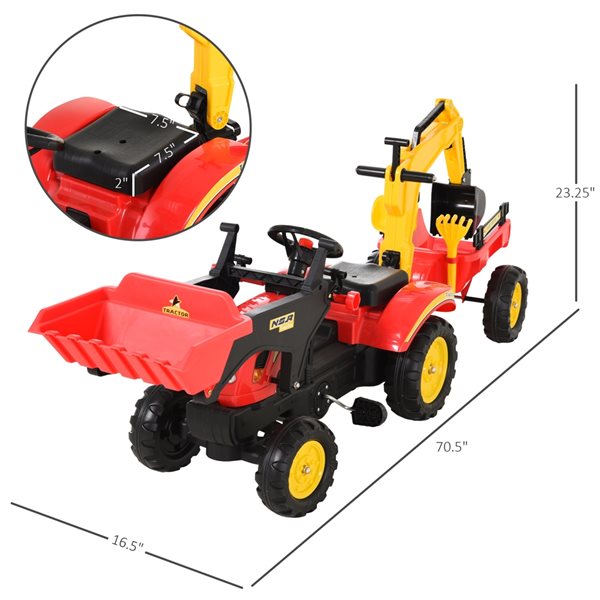 Aosom Excavator Kids Ride-On Construction Car