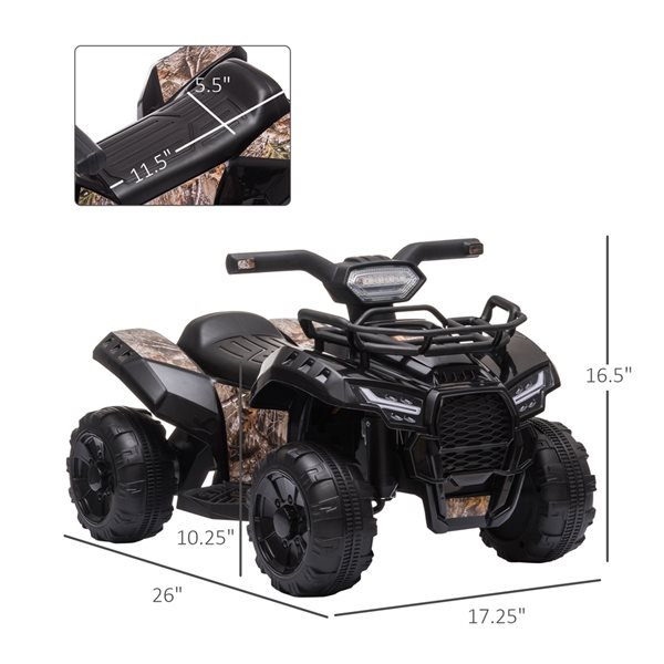 Aosom Black ATV Electric Kids Ride-On Car