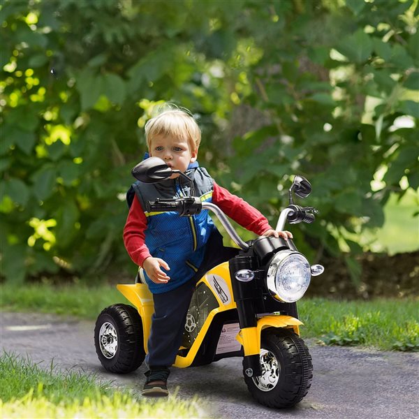 Aosom 6 V Yellow Electric Kids Ride-On Motorcycle Car