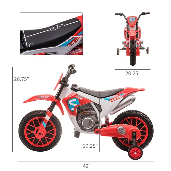 Aosom 12 V Red Electric Kids Ride-On Motorcycle Car