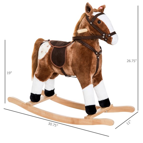Qaba Brown and White Plush Rocking Horse Riding Toy