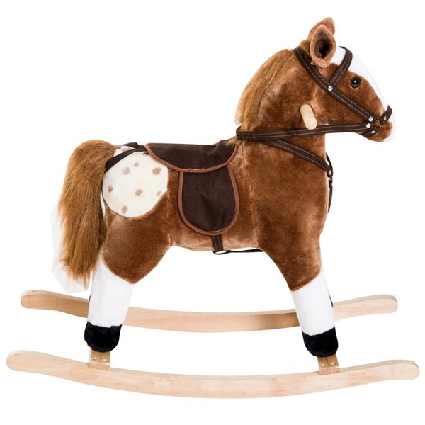 Qaba Brown and White Plush Rocking Horse Riding Toy
