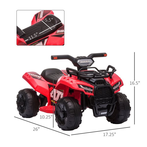 Aosom Red ATV Electric Kids Ride-On Car