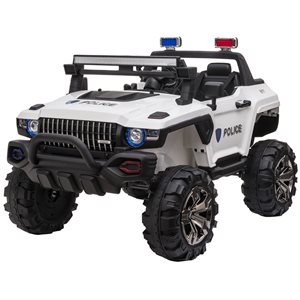 Aosom 12 V White Police Truck Electric Kids Ride-On Car